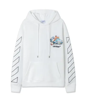Off White Hoodie With Artistic Back Print Featuring Cherubs Car And Brand Elements Black/White #A54326