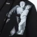 Off - White Washed Black Hoodie With Artistic Religious Print And OFF Logo #A54330