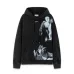 Off - White Washed Black Hoodie With Artistic Religious Print And OFF Logo #A54330
