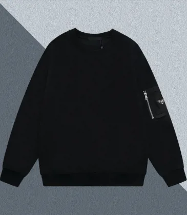 Prada White/Black Crew Neck Sweatshirt With Side Zipper Pocket For Modern Minimalist Style #A54268