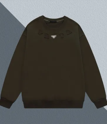 Stylish Prada Crew Neck Sweatshirt with Iconic Logo Detailing for Fashion Enthusiasts Black/White/Dark Brown #A54269