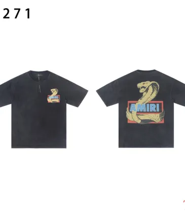 Amiri T-shirts Trendy Snake Pattern Washed Distressed Black #A53788