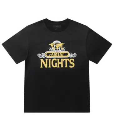 Black AMIRI Nights Graphic Tee With Globe Design For Fashion Enthusiasts #A54403
