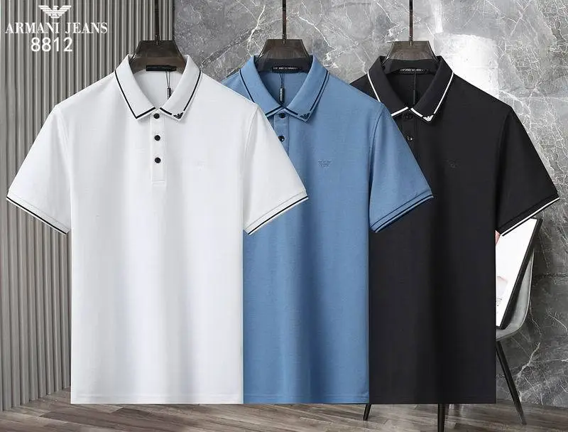 Armani T-Shirts for Armani polo T-shirts for  man Solid Color Black/White/Blue #A46567