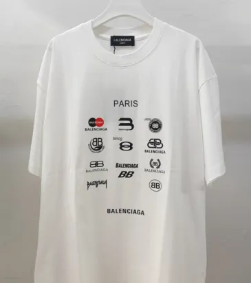 Balenciaga Brand G T-shirts for Men  BALENCIAGA Logo Print Pink/White/Grey #A54096