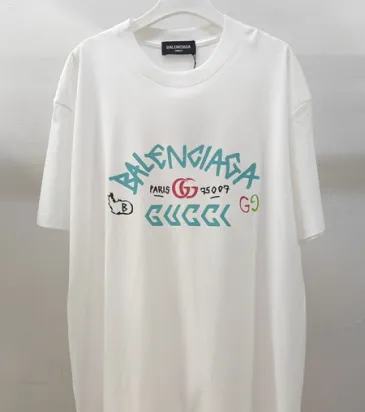 Balenciaga Brand G T-shirts for Men  Pure Cotton Graphic White #A54095
