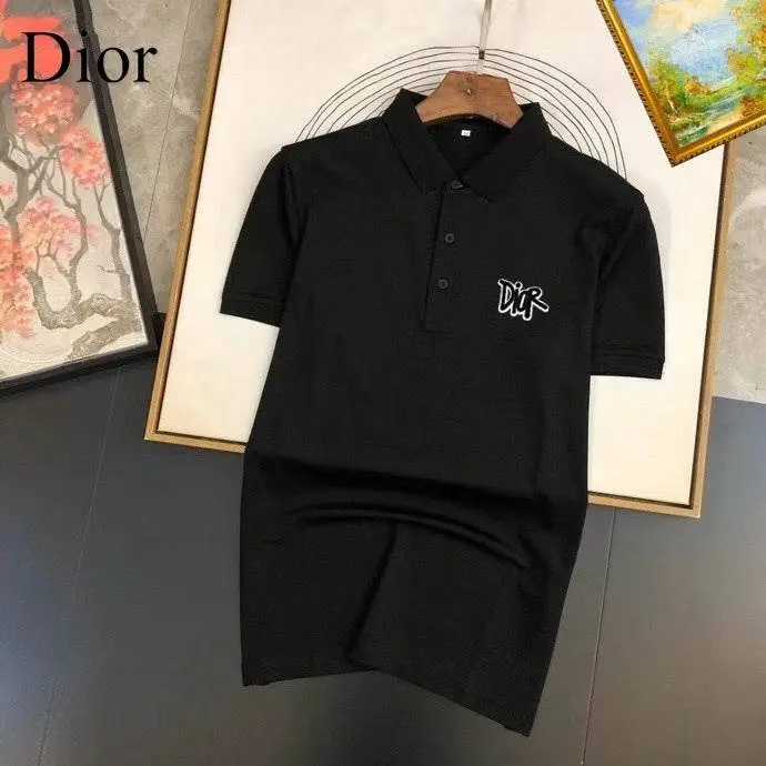 Dior T-shirts Polo for men Solid Color Black/White #A46601
