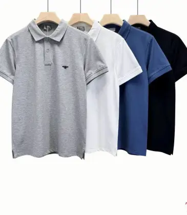 Dior T-shirts for men Solid Color Buttons Black/White/blue #A46600