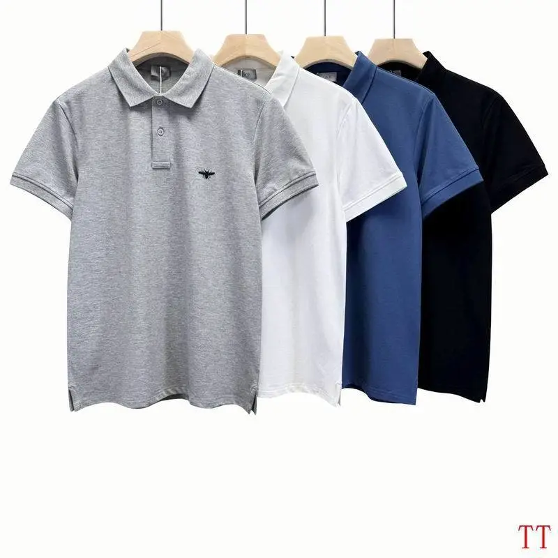 Dior T-shirts for men Solid Color Buttons Black/White/blue #A46600