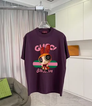 Gucci Purple T Shirt Featuring Blossom Cartoon Doll Graphic with Pink and Green Design Accents #A54263
