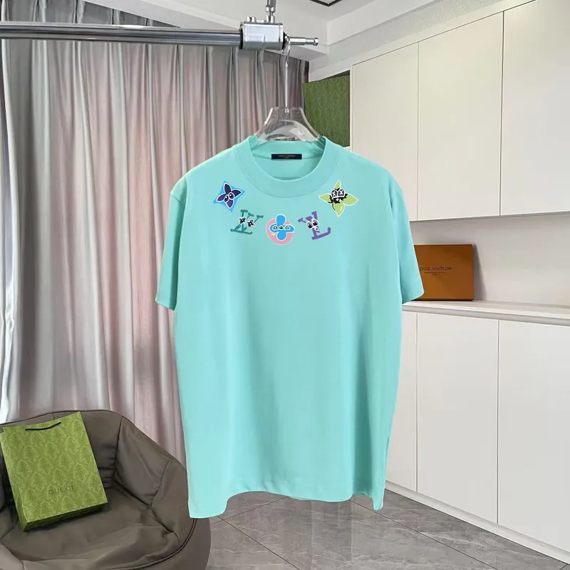 Eye catching Louis Vuitton T Shirt With Colorful Brand Motifs For Fashion Fans Black/White/Purple/Light Blue #A54350