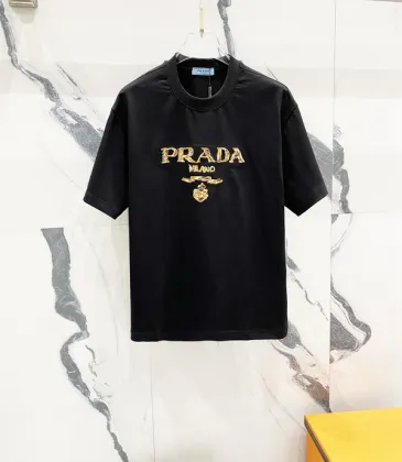 Prada T-Shirts for Men 320g Black/White Classic logo embroidery #A53047