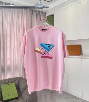 Stylish Prada T Shirt With Colorful Triangle Logo Prints For Fashion Enthusiasts Black/White/Pink/Blue #A54349