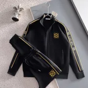 Loewe Inspired Black Tracksuit Set with Gold Accents #A54388