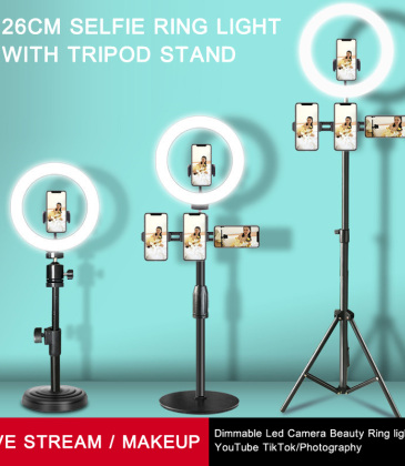 Selfie Ring Light with Tripod Stand &amp; Cell Phone Holder for Live Stream/Makeup, Mini Led Camera Ringlight for YouTube Videos/Photography #99906251