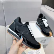 Sleek Black Loewe Sneakers With White Accents And Signature Bow Design For Timeless Style Unisex Shoes #A30334