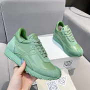 Elegant Sage Green Loewe Sneakers With Gold Accents And Retro Sporty Charm #A30337