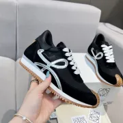 Chic Black Loewe Sneakers With Silver Bow Accents And Luxe Textured Design #A30339