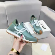 Elegant Loewe Sneakers In Soft Green With Signature White Accents And Retro Inspired Design Unisex Shoes #A30347