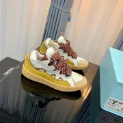 Stylish Lanvin Sneakers With White And Yellow Tones And Unique Zigzag Lacing Design Unisex Shoes #A30441
