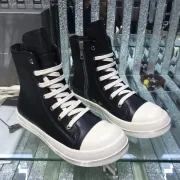 Edgy Rick Owens DRKSHDW High - Top Boots With Contrast White Details For Avant - Garde Style #A26943