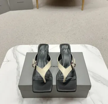 Balenciaga shoes for Women's Balenciaga Slippers Leather Square Black/White #A54189