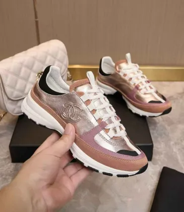 Chanel Metallic Pink Rose Gold Sneakers #A54345