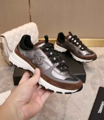 Chanel Metallic Silver Brown Sneakers #A54346