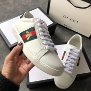 Gucci Bee White sneakers cowhide casual shoes sheepskin inside for men or women #996548
