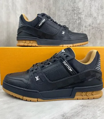 Louis Vuitton Black Leather Low Top Sneakers for Men and Women #A54332
