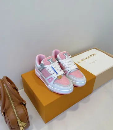 Louis Vuitton Pink and Gray Perforated Leather Sneakers #A54334