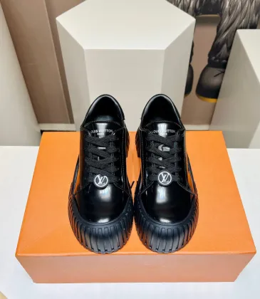  Black Sneakers: Patent Leather &amp; Iconic LV Logo, Merging Luxury and Edge Black/White/Brown #A54199