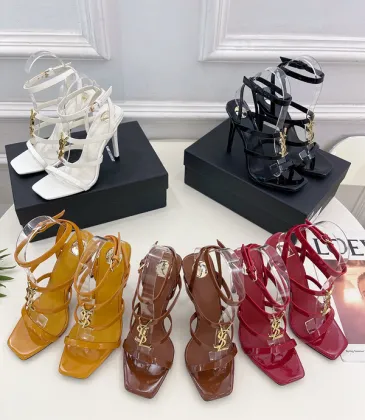 YSL Shoes for Women's Stunning YSL Yellow Patent Leather Strappy High - Heel Sandals Heel height:10.5cm #A54191