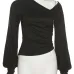 Irregular Solid Long Sleeve T Shirt 