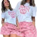 2025 Special Price Gucci Style Logo T-Shirt &amp; Monogram Shorts Set - Designer Women's Summer Outfit #A54157