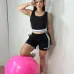 ALO Yoga Inspired Crop Tank &amp; Shorts Set - Athletic Lounge Wear #A54156