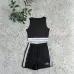 ALO Yoga Inspired Crop Tank &amp; Shorts Set - Athletic Lounge Wear #A54156