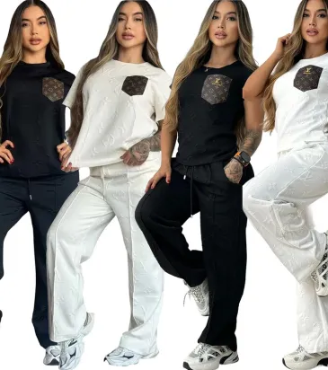 Luxury Brand L Inspired Monogram Tracksuit Set - Women's Comfortable &amp; Stylish Sportswear Ensemble with Iconic LV Pocket #A54158