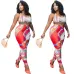 Vibrant Gucci Inspired Abstract Print Sports Bra &amp; Leggings Set - Women's High-Fashion Activewear Ensemble for Bold Style #A54160