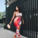 Vibrant Gucci Inspired Abstract Print Sports Bra &amp; Leggings Set - Women's High-Fashion Activewear Ensemble for Bold Style #A54160
