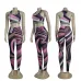 Vibrant Gucci Inspired Abstract Print Sports Bra &amp; Leggings Set - Women's High-Fashion Activewear Ensemble for Bold Style #A54160