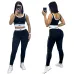 new fashion alo yoga sports vest pants running fitness waist-tightening women's clothing two-piece set #A51025