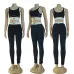new fashion alo yoga sports vest pants running fitness waist-tightening women's clothing two-piece set #A51025